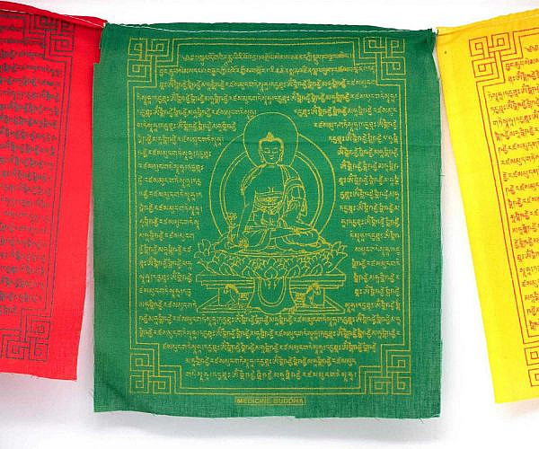 Gebetsfahne Medizin Buddha tibetische Gebetsflaggen fünf Farben grün