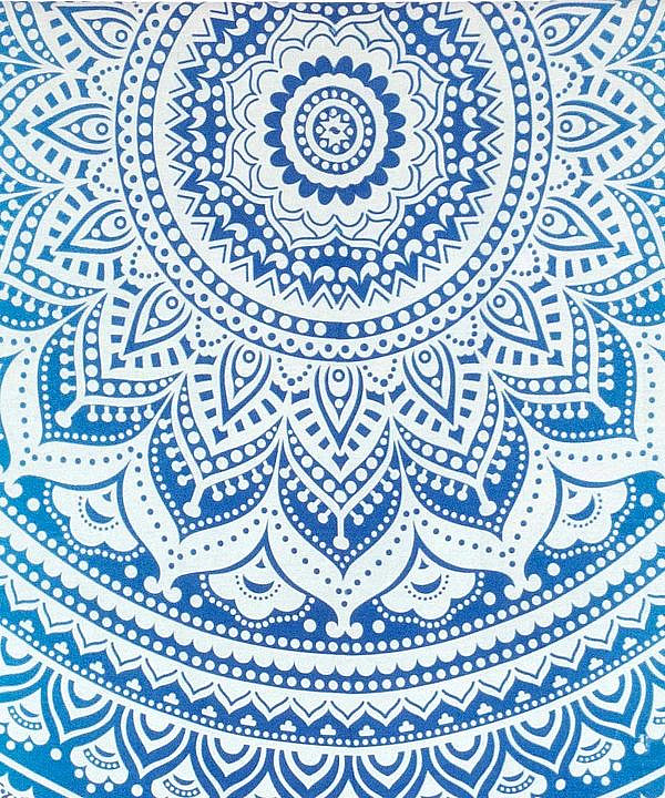 Rundes Mandala Tuch Ombre blau - ca. 185 cm