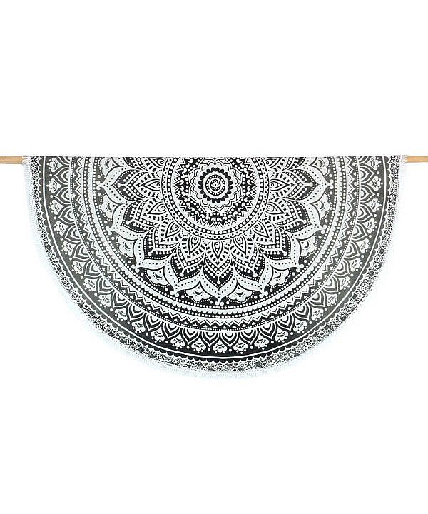 Rundes Mandala Tuch Ombre schwarz grau - ca. 185 cm