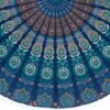 Rundes Mandala Tuch Pfauenfeder blau türkis - ca. 185 cm