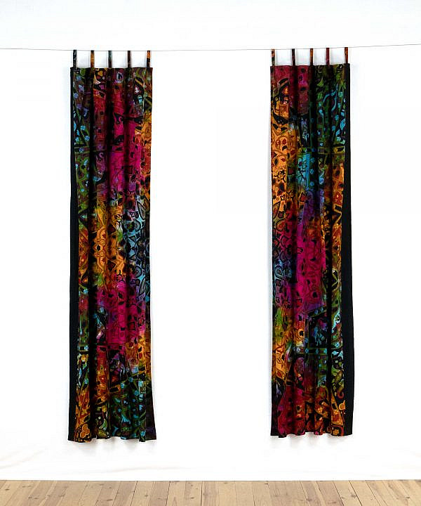 Mandala Vorhang Stern batik bunt