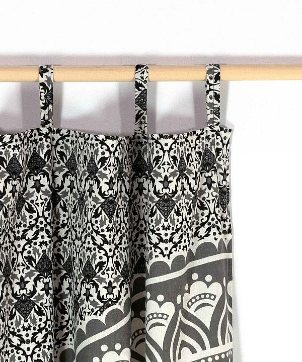 Vorhang Ombre Mandala schwarz grau mit Schlaufen