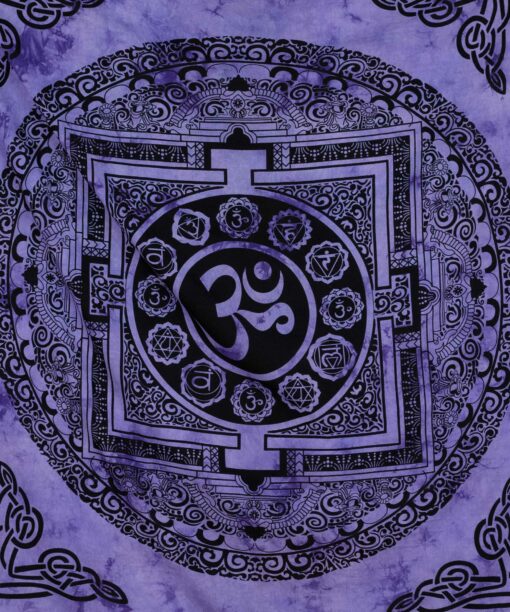 Om Wandtuch in lila, spiritueller Wandbehang aus Indien