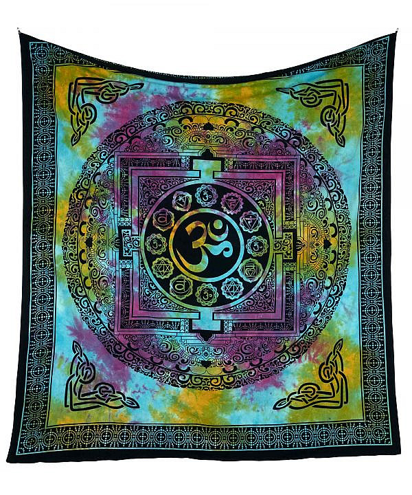 Goa Wandtuch Om Zeichen batik buntWandtuch mit Ohm Zeichen batik bunt - groß ca. 210x230 cm