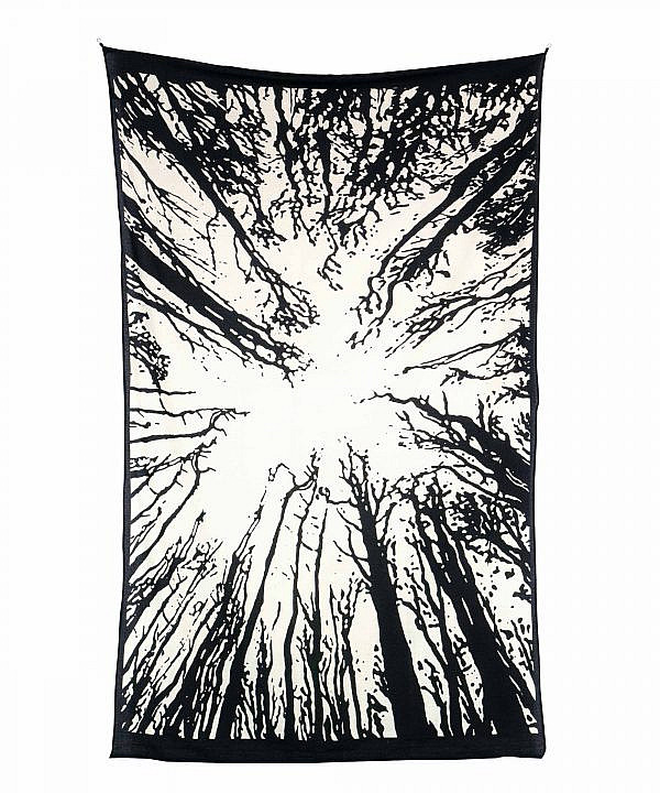 Wandtuch Wald schwarz weiß - medium