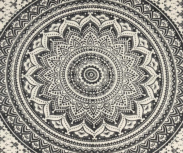Yoga Teppich mit Ombre Mandala schwarz - klein ca. 60x100 cm