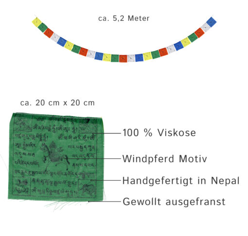 Tibetische Gebetsfahnen transparent Windpferd 5,2 m