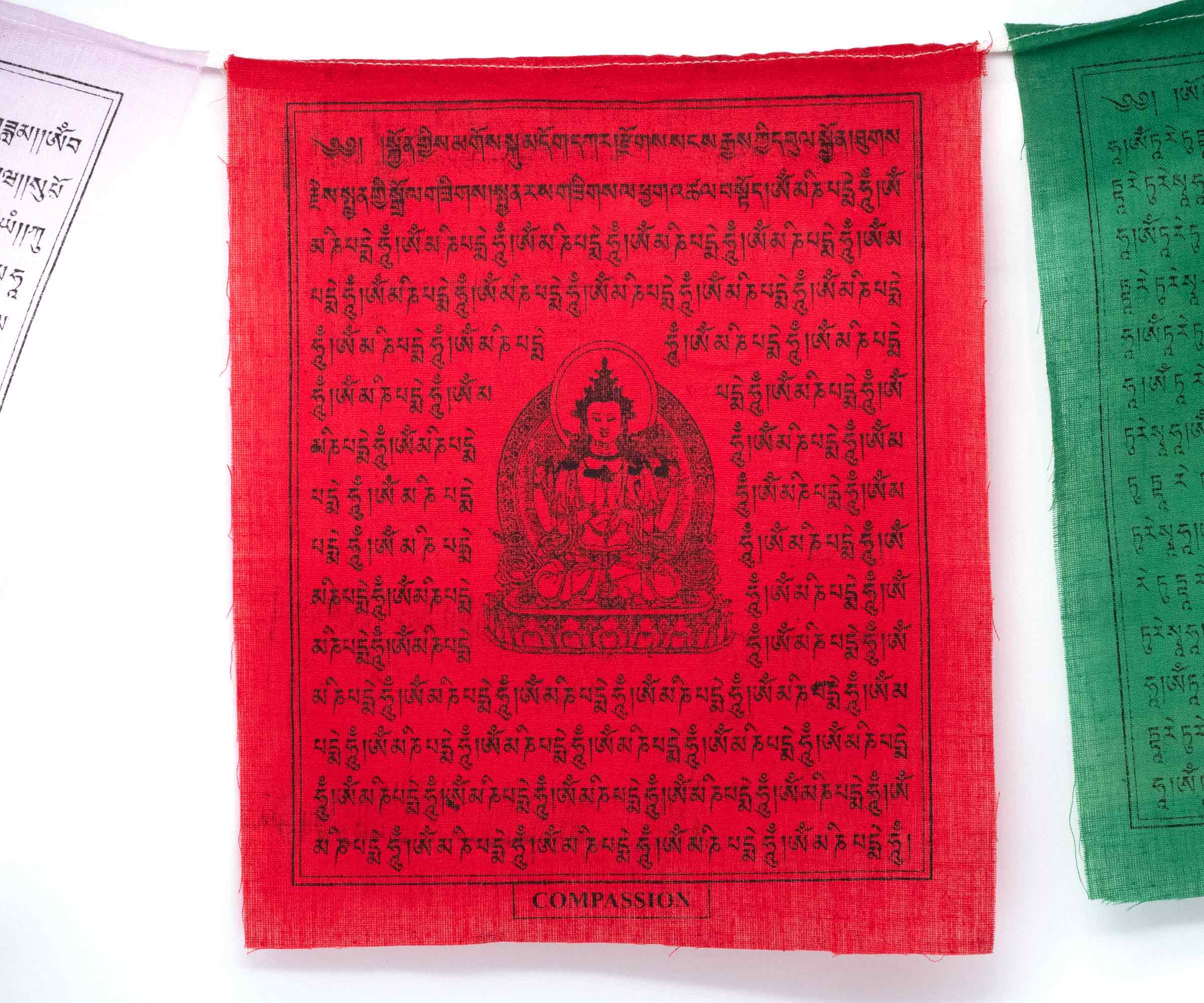 Gebetsfahnen Reihe Buddha Tara 10 Stück je 25x20 cm = 2,50 m Länge TIBET INDIEN