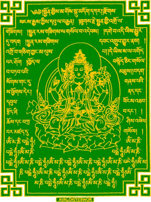Gebetsfahne Avalokiteshvar grün