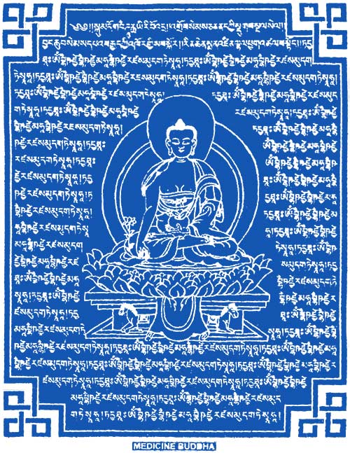Gebetsfahne Medizin Buddha blau