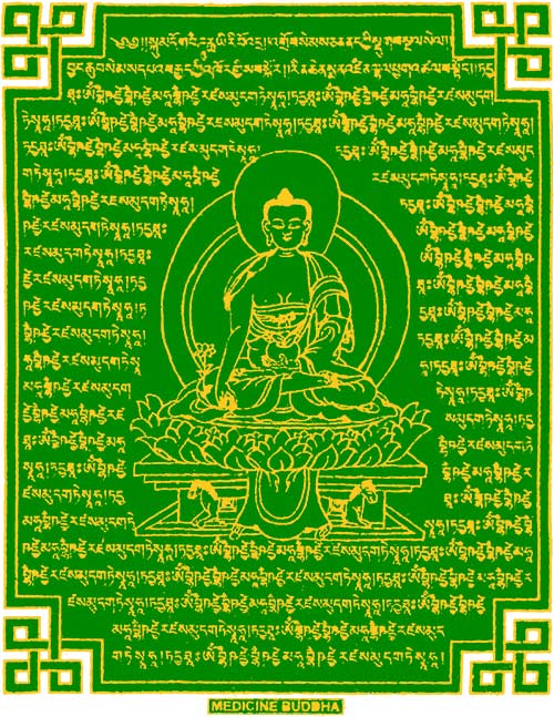 Gebetsfahne Medizin Buddha grün