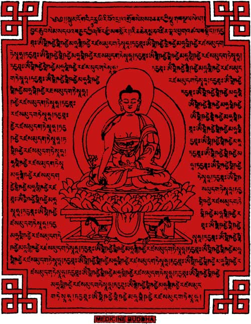 Gebetsfahne Medizin Buddha rot