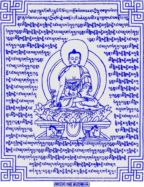 Gebetsfahne Medizin Buddha weiss