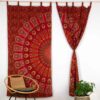 Mandala Vorhang Pfauenfeder rot weiß ca. 230x210 cm Gardine mit Schlaufen