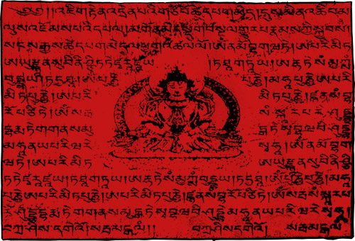 Tibetische Gebetsfahne mit Tara Motiv