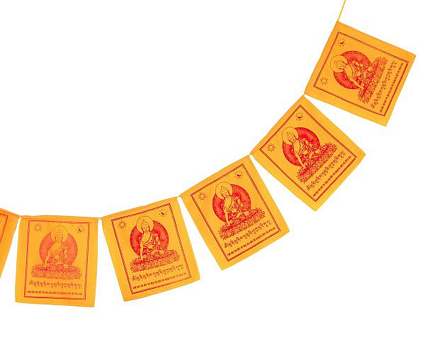 Gebetsfahne Shakyamuni Buddha orange rot - 10 Tibet Fahnen