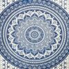 Teppich Ombre Mandala blau mit Fransen