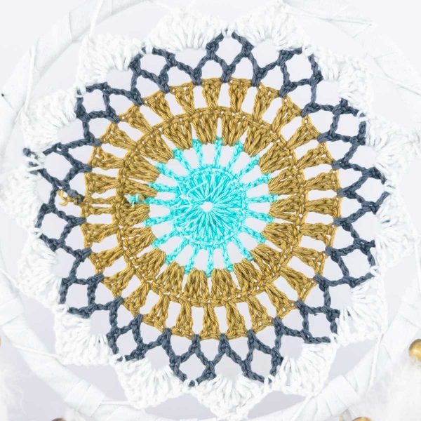 Traumfänger weiß türkis - 17 cm - handmade in Bali