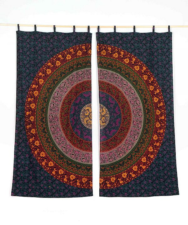 Mandala Vorhang in bunt mit Schlaufen