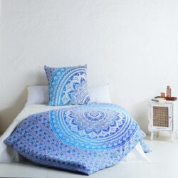 Mandala Bettwäsche in blau weiß mit Farbverlauf - Einzelbett ca. 135x200 cm