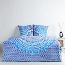Mandala Bettwäsche in blau weiß mit Farbverlauf - Doppelbett in ca. 200x220 cm