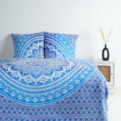 Mandala Bettwäsche in blau weiß mit Farbverlauf - Doppelbett in ca. 200x220 cm