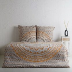 Indische Bettwäsche Ombre Mandala ocker braun - Doppelbett 200x220 cm