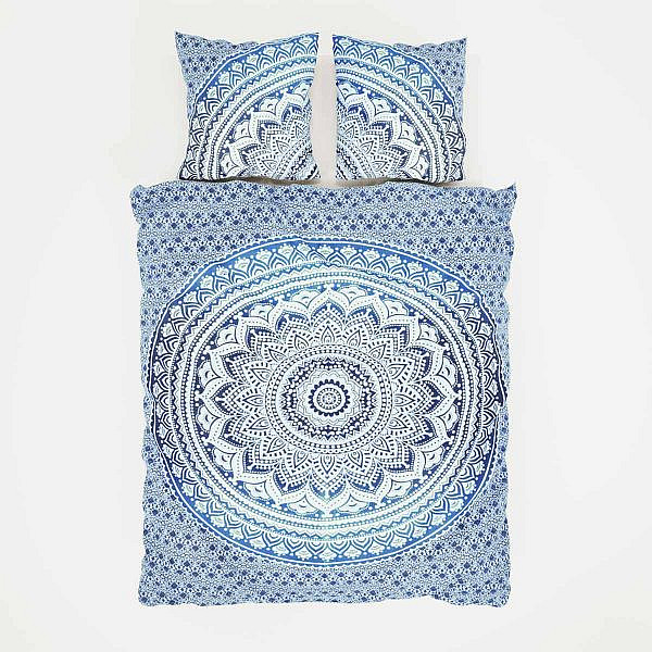 Bettwäsche mit Ombre Mandala in blau 200x220 cm