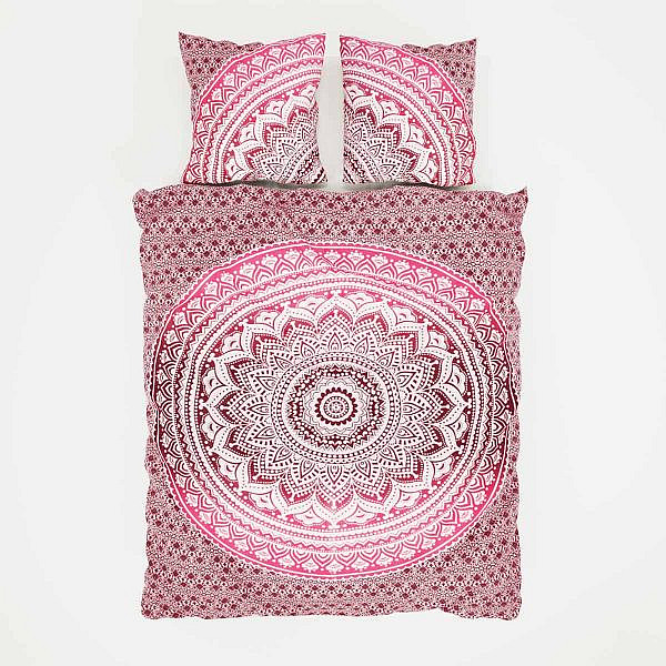 Bettwäsche mit Ombre Mandala in rosa lila 200x220 cm