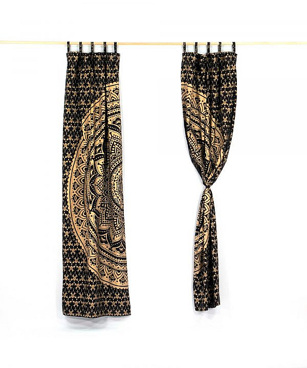 Gold Vorhang Ombre Mandala schwarz mit Schlaufen