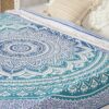 Tagesdecke Bettüberwurf 2x2m Mandala blau weiß 100% Baumwolle, indisches Muster orient Design
