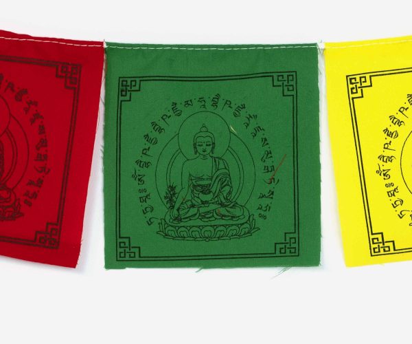 Gebetsfahne Buddha - buddhistische Fähnchen in fünf Farben grün