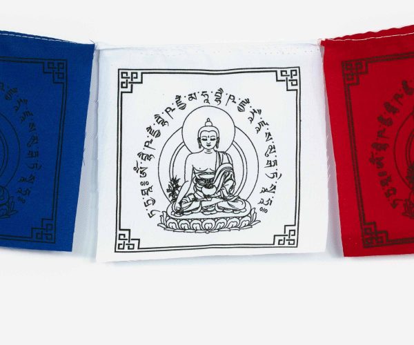 Gebetsfahne Buddha - buddhistische Fähnchen in fünf Farben weiß