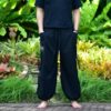 Goa Hose schwarz mit Taschen - flexibel und verstellbar, aus 100% Baumwolle