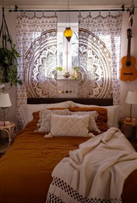 Goldener Mandala Vorhang im Schlafzimmer