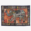 Wandteppich Elefant blau - Patchwork Wandbehang aus Indien