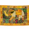 Wandteppich mit Elefant aus Patchwork in gelb und grün 100x150 cm