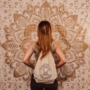 Wandtuch goldener Lotus weiß - Kundenbild