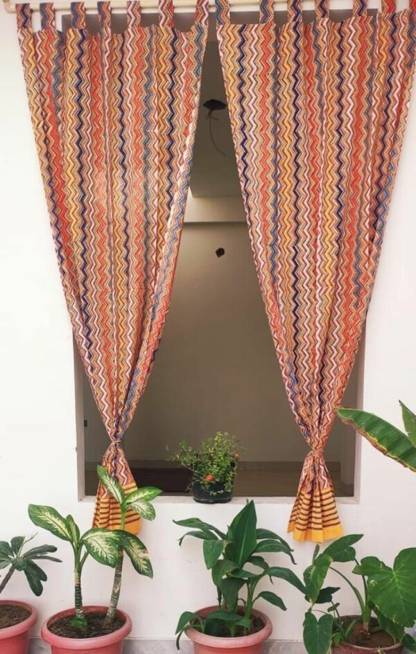 Indische Blockdruck Vorhänge aus Baumwolle, kunstvoll handgefertigt