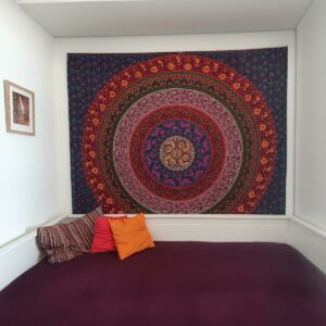 Großes Mandala Tuch Blumen Muster bunt 2x2 m XXL Tuch fair gehandelt 100% Baumwolle