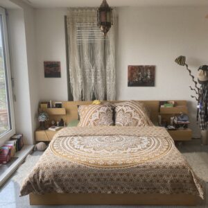 Indische Bettwäsche mit Ombre Mandala in ocker braun - Doppelbett Größe 200x220 cm 100% Baumwolle