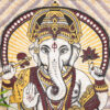 Wandtuch mit Hindu Gott Ganesha, dem Elefantengott in braun gelb 2x2 m aus 100% Baumwolle