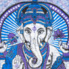 Wandtuch mit Hindu Gott Ganesha, dem Elefantengott in lila 2x2 m aus 100% Baumwolle
